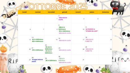 Calendario eventi biblioteca OTTOBRE 2025