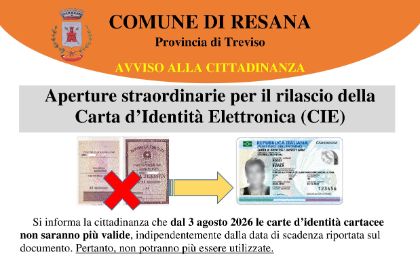 Aperture straordinarie per il rilascio della Carta d’Identità Elettronica (CIE)